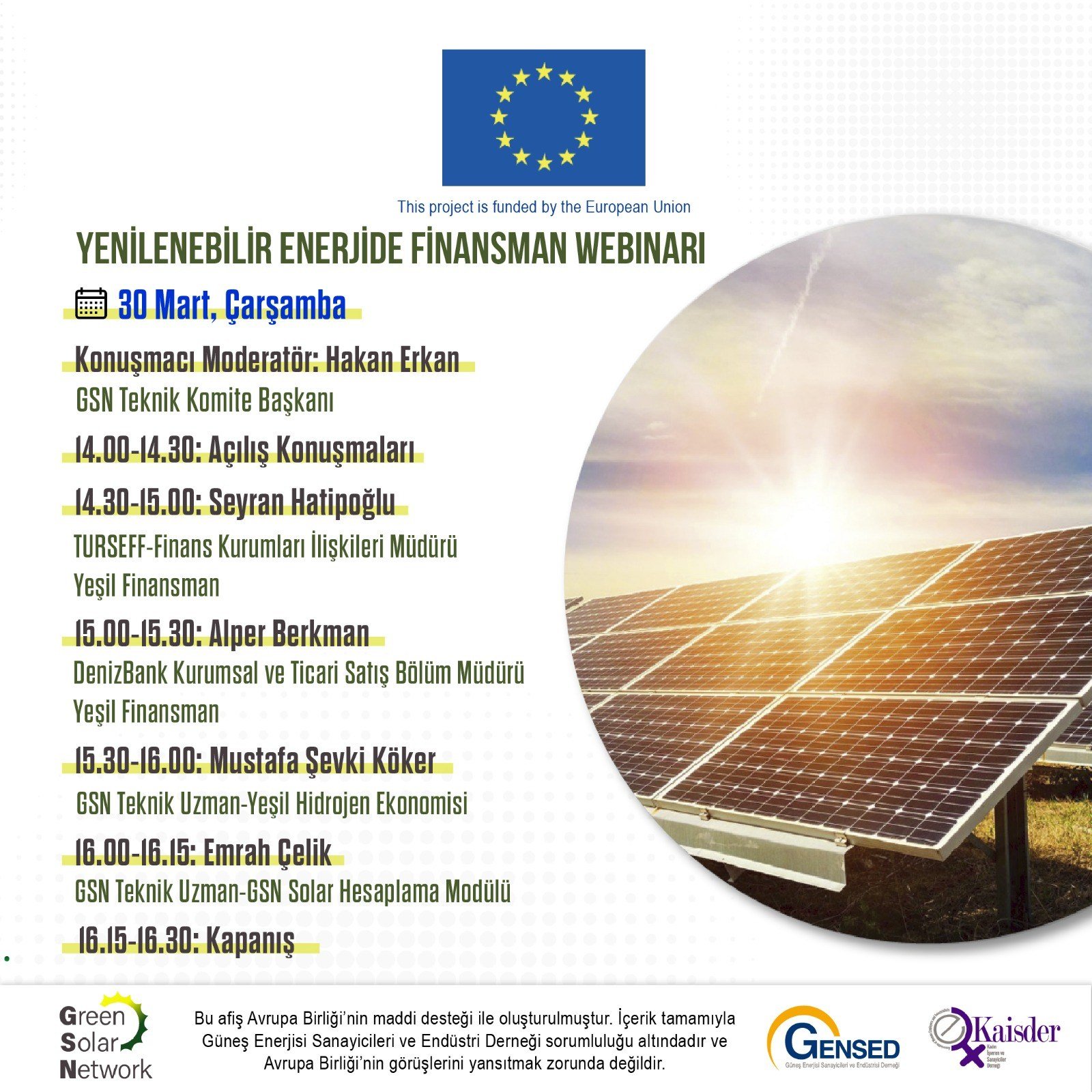Yenilenebilir Enerjide Finansman Webinar Programı
