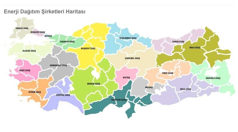 Enerji Dağıtım Şirketleri Haritası